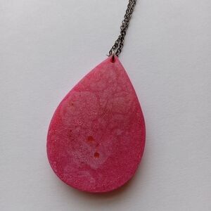 CLEARANCE Pink resin teardrop necklace whimsigoth gothcore cutegoth
